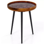 Costway Table d'appoint ronde 40,6 cm Table basse moderne du milieu du siècle avec décoration coquillage Marron/Vert