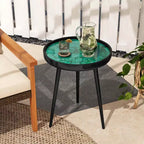 Costway Table d'appoint ronde 40,6 cm Table basse moderne du milieu du siècle avec décoration coquillage Marron/Vert