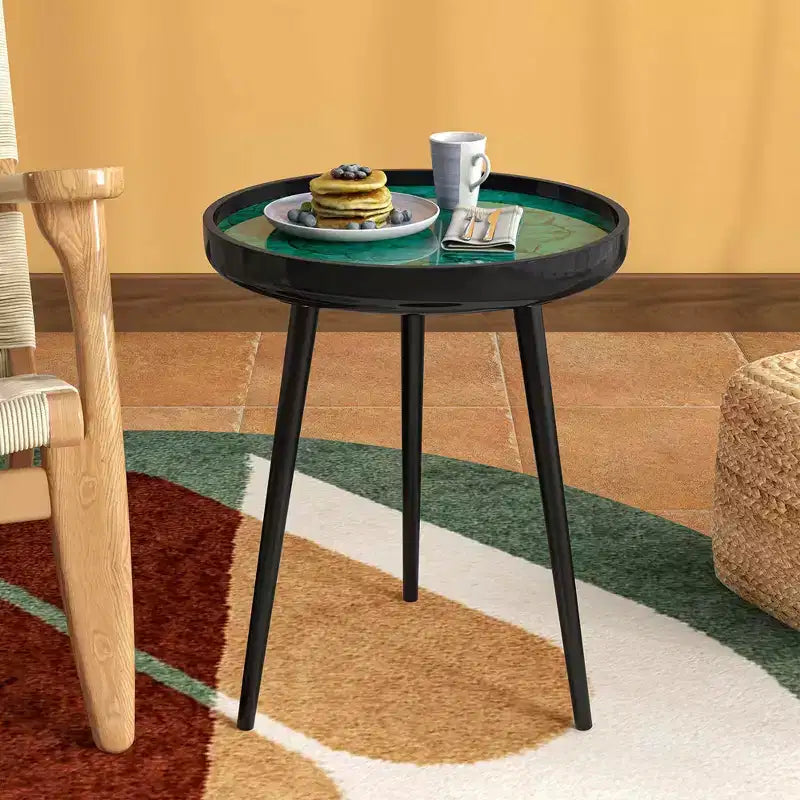 Costway Table d'appoint ronde 40,6 cm Table basse moderne du milieu du siècle avec décoration coquillage Marron/Vert