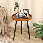 Costway Table d'appoint ronde 40,6 cm Table basse moderne du milieu du siècle avec décoration coquillage Marron/Vert