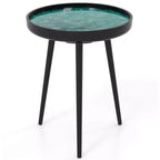 Costway Table d'appoint ronde 40,6 cm Table basse moderne du milieu du siècle avec décoration coquillage Marron/Vert