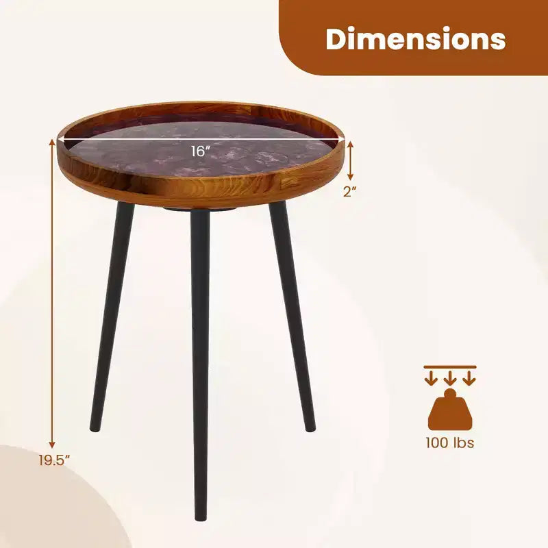 Costway Table d'appoint ronde 40,6 cm Table basse moderne du milieu du siècle avec décoration coquillage Marron/Vert