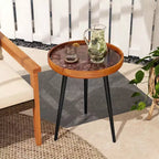 Costway Table d'appoint ronde 40,6 cm Table basse moderne du milieu du siècle avec décoration coquillage Marron/Vert