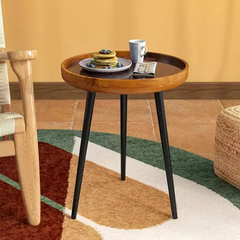 Costway Table d'appoint ronde 40,6 cm Table basse moderne du milieu du siècle avec décoration coquillage Marron/Vert