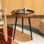 Costway Table d'appoint ronde 40,6 cm Table basse moderne du milieu du siècle avec décoration coquillage Marron/Vert
