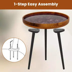 Costway Table d'appoint ronde 40,6 cm Table basse moderne du milieu du siècle avec décoration coquillage Marron/Vert