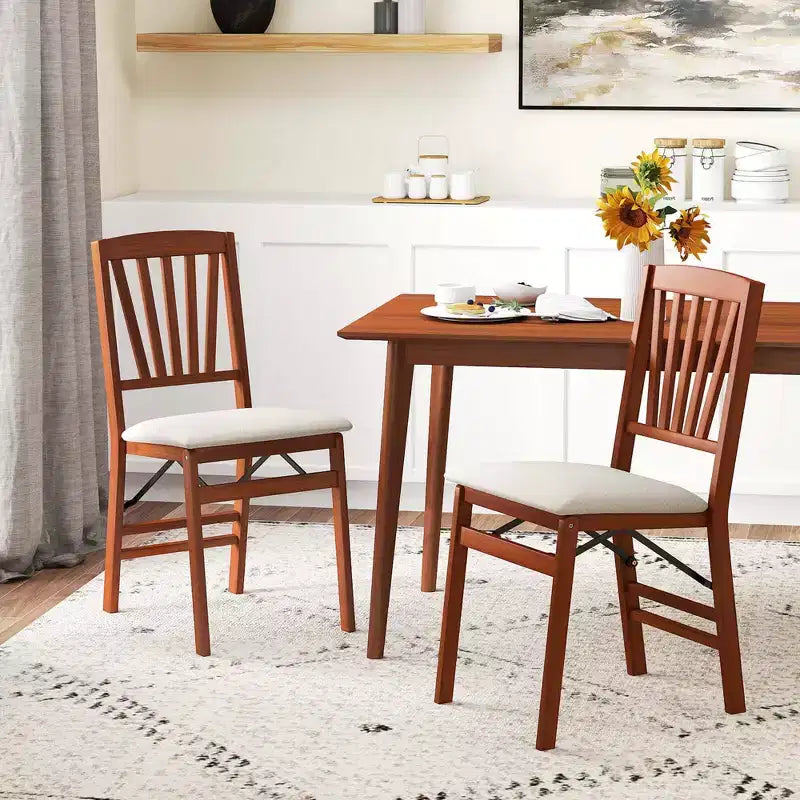 Costway Lot de 2/4 chaises de cuisine avec cadre en bois d'hévéa, assise rembourrée et dossier ajouré