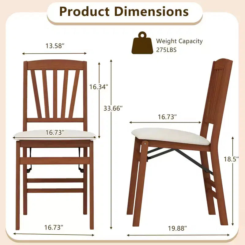 Costway Lot de 2/4 chaises de cuisine avec cadre en bois d'hévéa, assise rembourrée et dossier ajouré