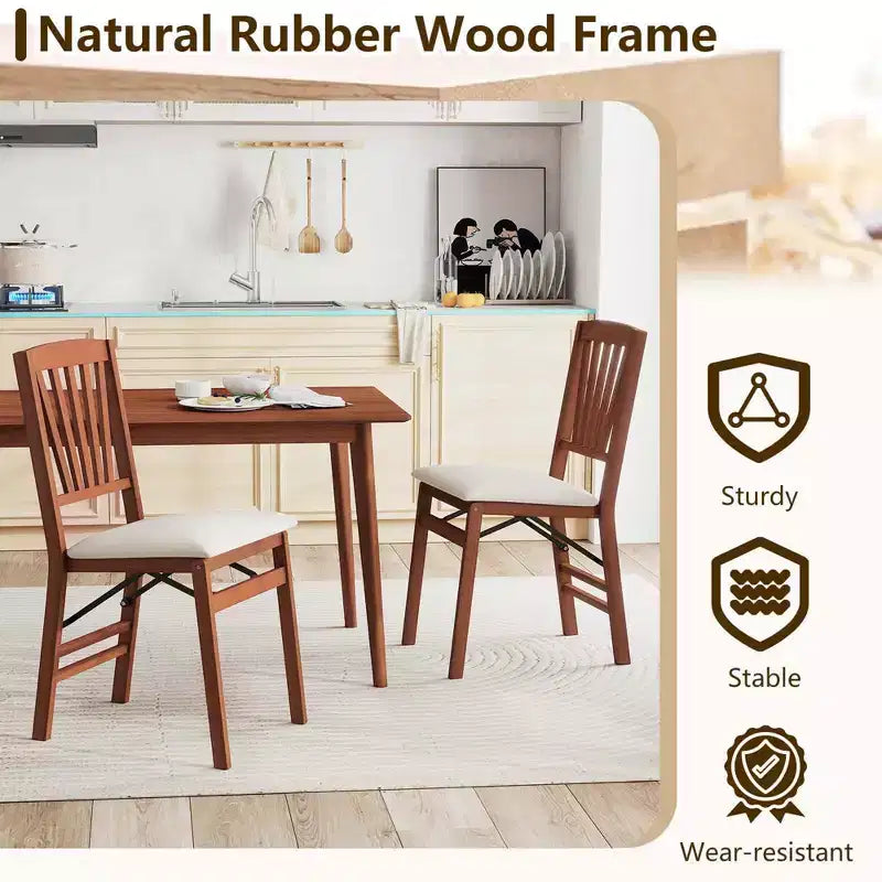 Costway Lot de 2/4 chaises de cuisine avec cadre en bois d'hévéa, assise rembourrée et dossier ajouré