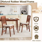 Costway Lot de 2/4 chaises de cuisine avec cadre en bois d'hévéa, assise rembourrée et dossier ajouré