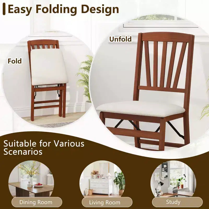 Costway Lot de 2/4 chaises de cuisine avec cadre en bois d'hévéa, assise rembourrée et dossier ajouré