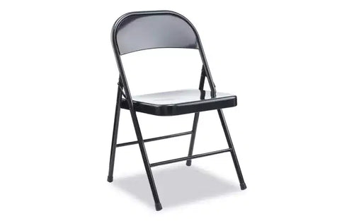Alera Armless Steel Folding Chair, Supports Up to 275 lb, Black Seat, Black Back, Black Base, 4/Carton