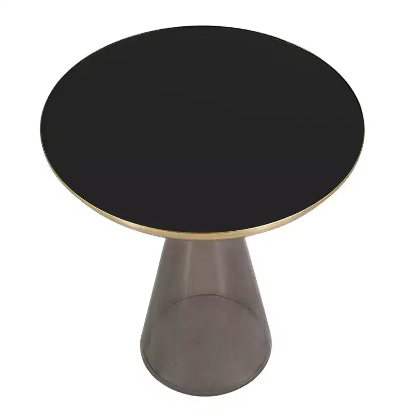 Table d'appoint en verre Hyalus LeisureMod avec cadre en fer Table d'appoint moderne pour salon, chambre, bureau, lounge, intérieur, décor contemporain