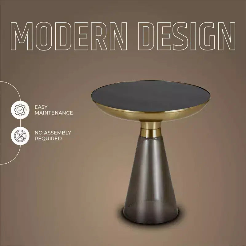 Table d'appoint en verre Hyalus LeisureMod avec cadre en fer Table d'appoint moderne pour salon, chambre, bureau, lounge, intérieur, décor contemporain