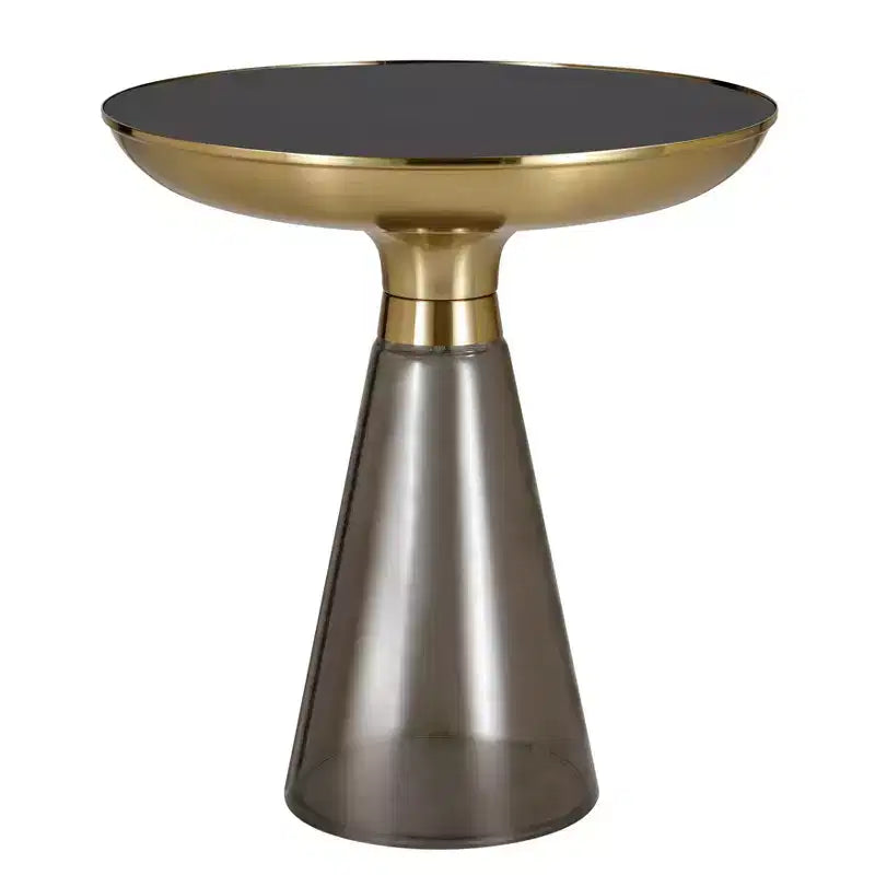 Table d'appoint en verre Hyalus LeisureMod avec cadre en fer Table d'appoint moderne pour salon, chambre, bureau, lounge, intérieur, décor contemporain