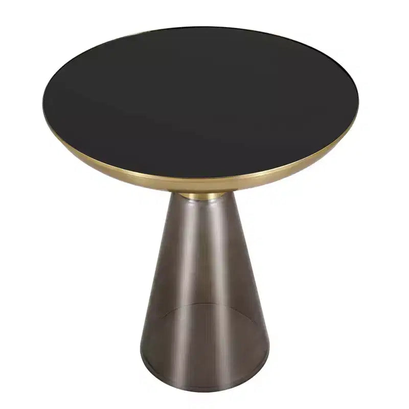 Table d'appoint en verre Hyalus LeisureMod avec cadre en fer Table d'appoint moderne pour salon, chambre, bureau, lounge, intérieur, décor contemporain
