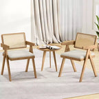 Lot de 2/4 chaises d'appoint en rotin Costway Chaises de salle à manger en tissu Chaises de salon modernes blanches