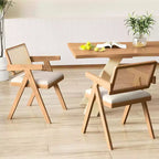 Lot de 2/4 chaises d'appoint en rotin Costway Chaises de salle à manger en tissu Chaises de salon modernes blanches