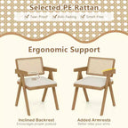 Lot de 2/4 chaises d'appoint en rotin Costway Chaises de salle à manger en tissu Chaises de salon modernes blanches