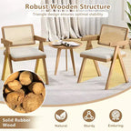 Lot de 2/4 chaises d'appoint en rotin Costway Chaises de salle à manger en tissu Chaises de salon modernes blanches