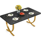 Lantine Rectangular Dining Table for 4, 63 Inches Modern Kitchen Table with Faux Marble Table Top and Metal Legs