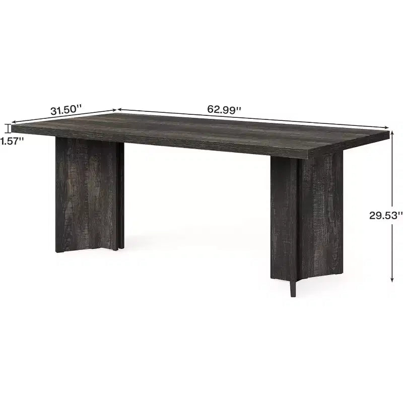 Table à manger Lantine de 63 pouces pour 4-6 personnes, table de cuisine rectangulaire de style rustique avec grand plateau