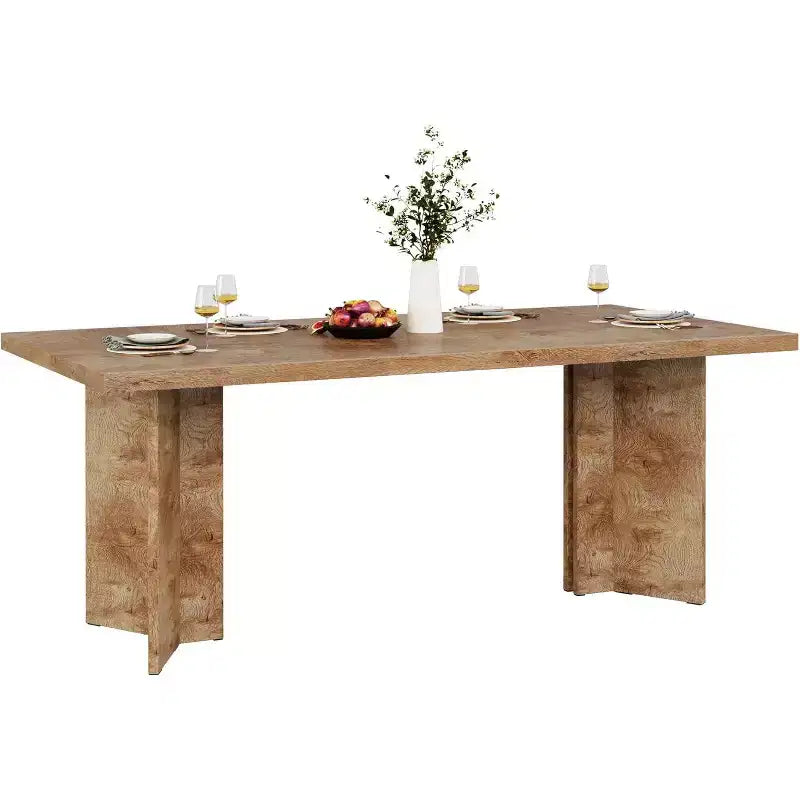 Table à manger Lantine de 63 pouces pour 4-6 personnes, table de cuisine rectangulaire de style rustique avec grand plateau