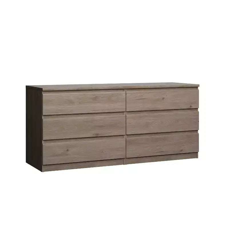 HomeStock Commode Horizontale en Panneaux de Particules de 15,6 cm de Hauteur avec 6 Tiroirs, Finition Beige