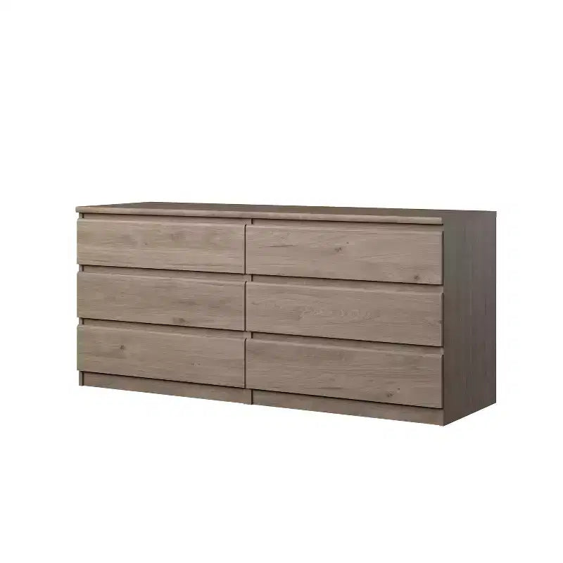 HomeStock Commode Horizontale en Panneaux de Particules de 15,6 cm de Hauteur avec 6 Tiroirs, Finition Beige