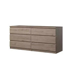 HomeStock Commode Horizontale en Panneaux de Particules de 15,6 cm de Hauteur avec 6 Tiroirs, Finition Beige