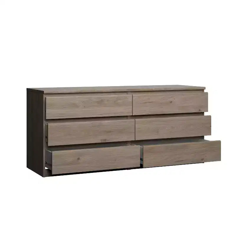 HomeStock Commode Horizontale en Panneaux de Particules de 15,6 cm de Hauteur avec 6 Tiroirs, Finition Beige