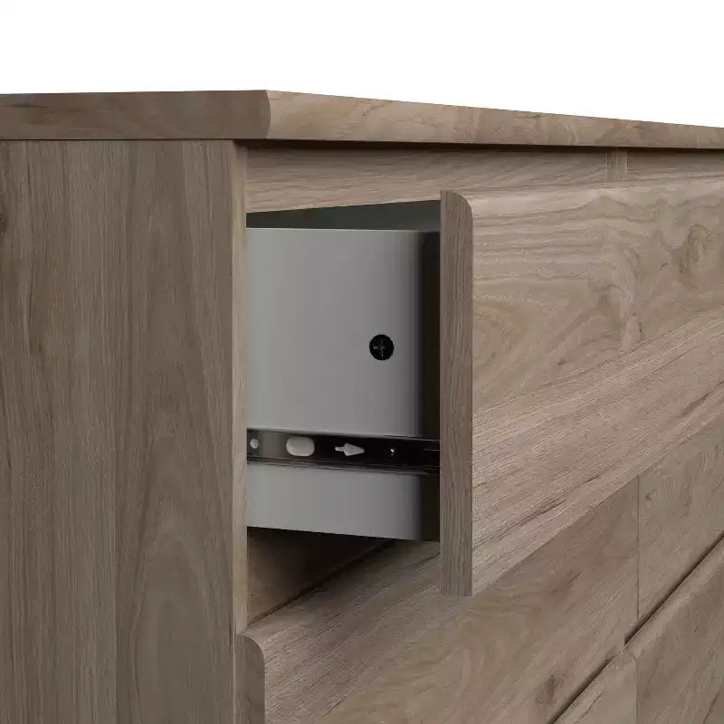 HomeStock Commode Horizontale en Panneaux de Particules de 15,6 cm de Hauteur avec 6 Tiroirs, Finition Beige