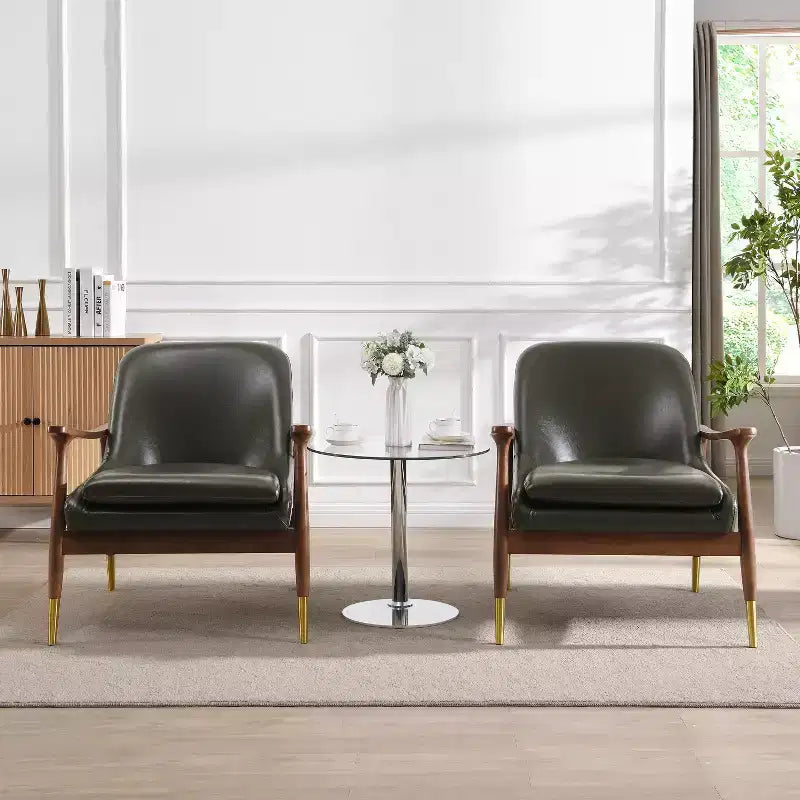 Christopher Knight Home Freja Chaise d'appoint moderne en similicuir et bois (lot de 2)