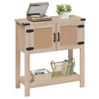 Table console de ferme EROMMY avec portes en rotin, table d'entrée avec meuble de rangement, table d'entrée en bois avec poignée métallique pour cuisine, couloir