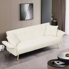 Canapé moderne Love Sofa : Futon en tissu Teddy 70 avec accoudoirs réglables, lit convertible