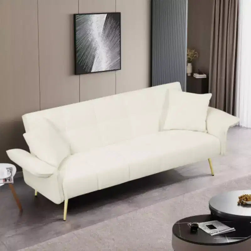 Canapé moderne Love Sofa : Futon en tissu Teddy 70 avec accoudoirs réglables, lit convertible