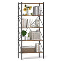 Costway 1/2 PCS 5-Tier Bookshelf, Industrial Tall Bookcase with Open Storage Shelves & Metal Frame Brown