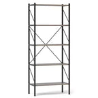 Costway Lot de 1/2 bibliothèques à 5 niveaux, étagère haute industrielle avec étagères de rangement ouvertes et cadre en métal chêne