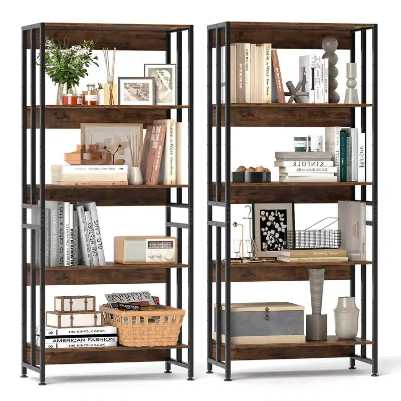 Costway Lot de 1 ou 2 bibliothèques à 5 étagères de 157 cm avec étagères inclinables, meuble de rangement et présentoir