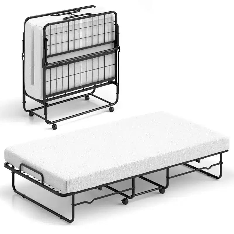 Lit pliable double Costway 38 x 75, lit d'appoint portable sur roulettes
