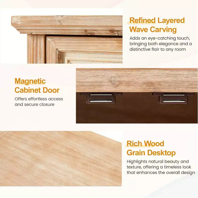 Meuble de Rangement 2 Portes Heynemo, Buffet d'Appoint, Bahut de Cuisine, Meuble de Rangement en Bois pour Salon