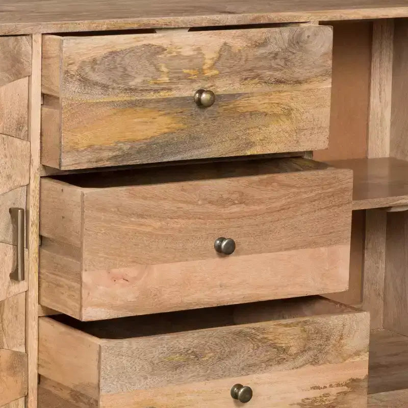 Buffet GDFStudio Latimer Boho fait main en bois de manguier avec rangement, naturel
