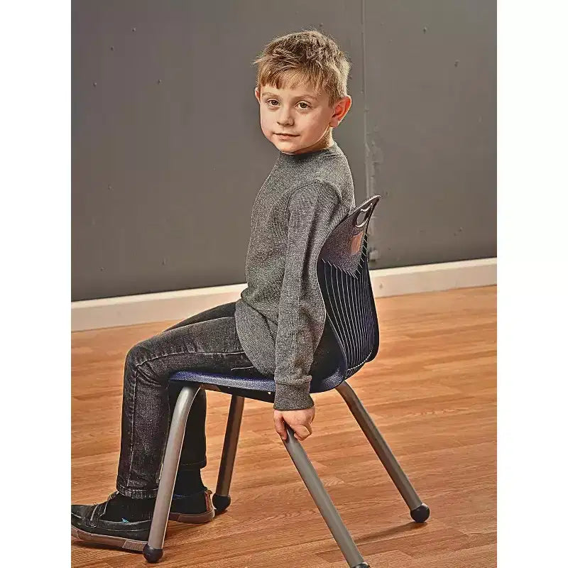 Chaise empilable d'écolier - Coque d'assise ergonomique moulée avec cadre robuste riveté - pour salles de classe, apprentissage à domicile ou bureau - Lot de 4 chaises