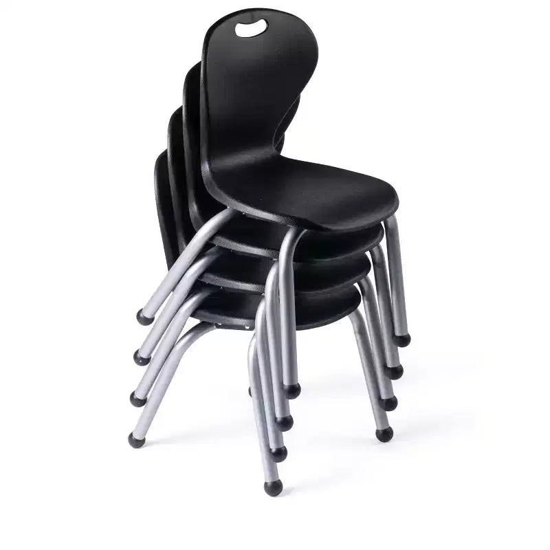 Chaise empilable d'écolier - Coque d'assise ergonomique moulée avec cadre robuste riveté - pour salles de classe, apprentissage à domicile ou bureau - Lot de 4 chaises