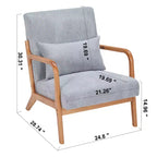 Fauteuil rembourré en bois massif Sigrid de style moderne du milieu du siècle avec coussin de GDFStudio