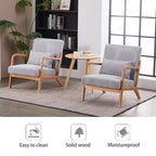Fauteuil rembourré en bois massif Sigrid de style moderne du milieu du siècle avec coussin de GDFStudio