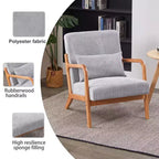 Fauteuil rembourré en bois massif Sigrid de style moderne du milieu du siècle avec coussin de GDFStudio