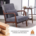 Fauteuil rembourré en bois massif Sigrid de style moderne du milieu du siècle avec coussin de GDFStudio