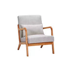 Fauteuil rembourré en bois massif Sigrid de style moderne du milieu du siècle avec coussin de GDFStudio