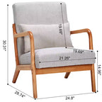 Fauteuil rembourré en bois massif Sigrid de style moderne du milieu du siècle avec coussin de GDFStudio
